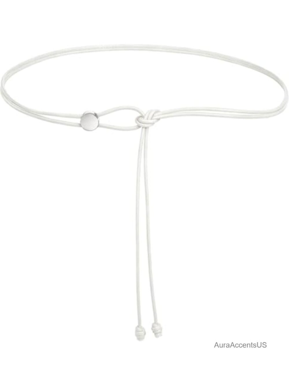 PU Leather Beaded Knotted Skinny Boho Wrap Belt for Dresses